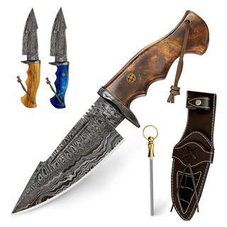 Cuchillo De Caza De Damasco De 10'' Hecho A Mano Con Vain... Cuchillo De Caza De Damasco De 10'' Hecho A Mano Con Vain...