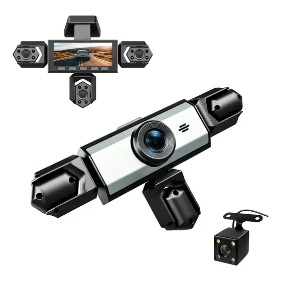 Câmera Veicular Dash Cam 360° 5 Lentes 1080p Full Hd Com Câmera Traseira Visão Noturna Gravação Em L