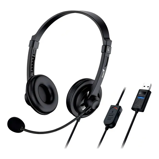 Auriculares Genius Hs-230u Stereo Usb-C con Control de Volumen Color Negro