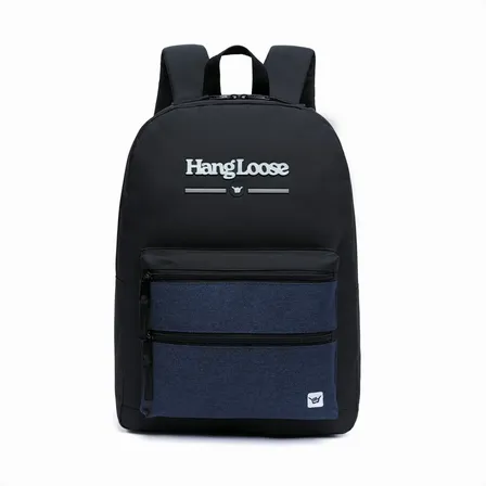 Mochila Escolar Masculina Hang Loose Casual Resistente Preto Liso