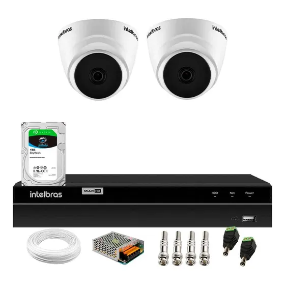 Kit 2 Câmera Intelbras Vhd 1220d Full Hd Dvr Mhdx 1304 1tb S