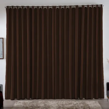 Cortina 3,00x2,80 Metros Blackout Blecaute Tabaco Corta Luz Em Tecido Grosso Para Quarto E Sala Casa Laura Enxovais Marrom