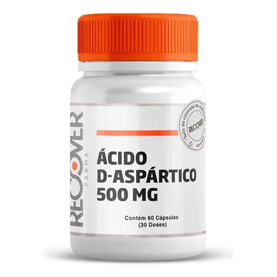 Ácido D-aspártico 500mg - 60 Cápsulas (30 Doses) Sabor Without Flavor