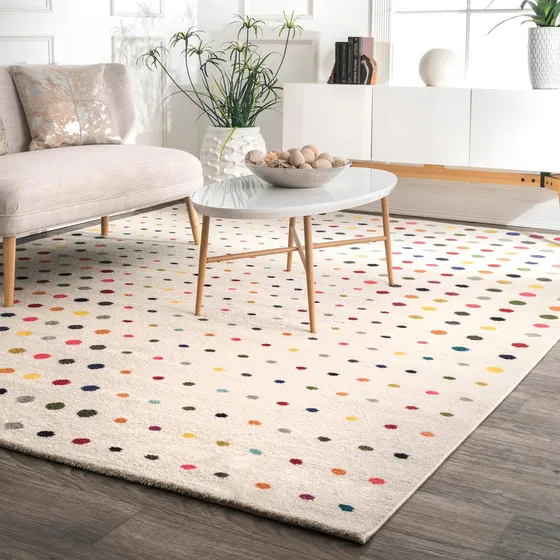 Alfombra Rectangular De Lunares 90 X 150 Cm Multicolor