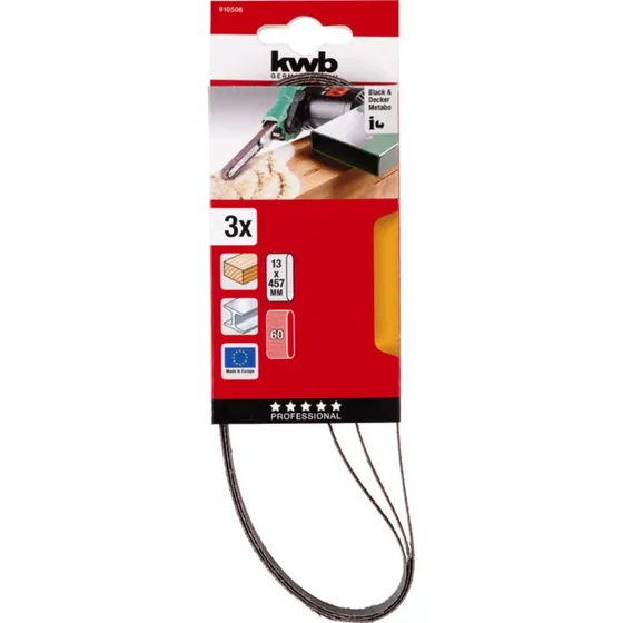 3 Lijas Abrasivas 13x457mm Grano 100 Para Einhell Te-bf