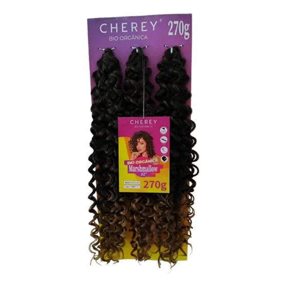 Cabelo Bio Orgânico Crochet Cacheado - Marshmallow 55cm Cor Castanho Com Mel