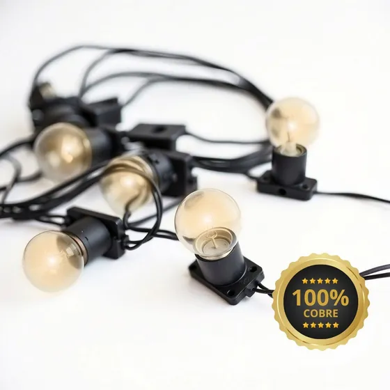 Varal Luzes Área Externa 12 Mt Lampadas Inclusas Decoração