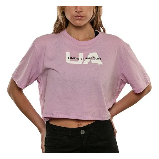 Remera Under Armour Ua W Boxy Crop Brand Ss Arg Rosa Mujer