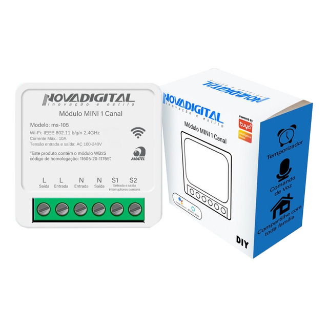 Interruptor Inteligente Relé Wifi Novadigital 1 Canal 10a Mini Smart Switch Tuya Smart Lif... Interruptor Inteligente Relé Wifi Novadigital 1 Canal 10a Mini Smart Switch Tuya Smart Lif...
