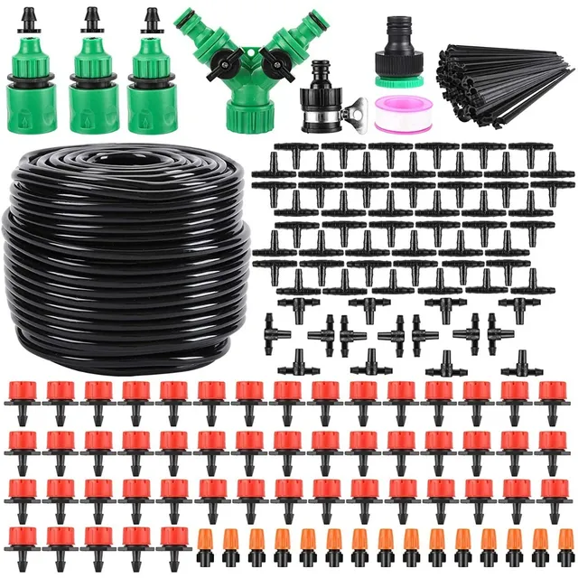 Kit De Riego Goteo Manguera 50m Y 200piezas / Jardin Plantas