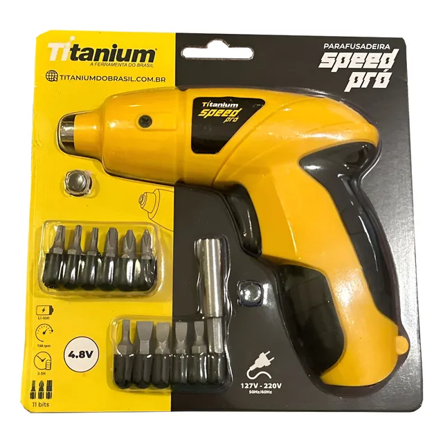 Parafusadeira Elétrica Titanium Speed Pró Bivolt C/ 11 Bits