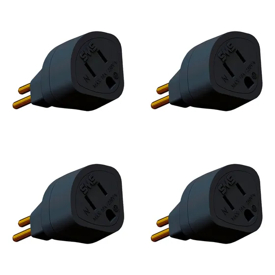 Kit 4 Adaptadores De Tomada Preto 10a Bivolt Padrão Novo