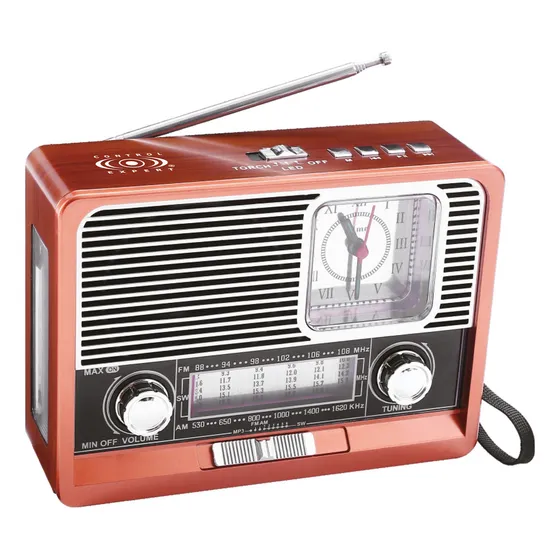 Control Expert CE-C29AMBT Bocina Radio Fm Am Reloj Bluetooth Auxiliar Usb Retro Color Bordó