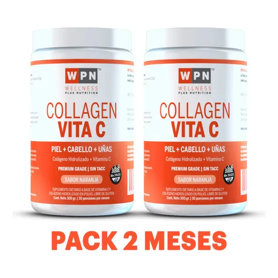 Wpn Colágeno Hidrolizado + Vit C Naranja 300g Pack 2 Meses