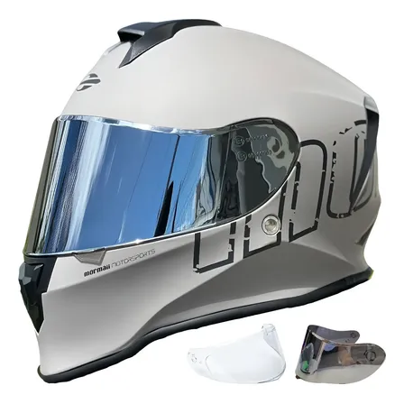 Capacete Moto Mormaii Titani M1 + Viseira Prata + Narigueira