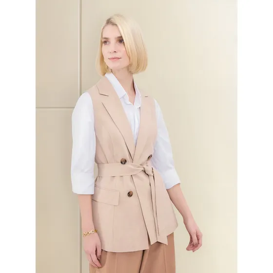 Chaleco De Mujer Plano Marca Patprimo Color Beige #30250039