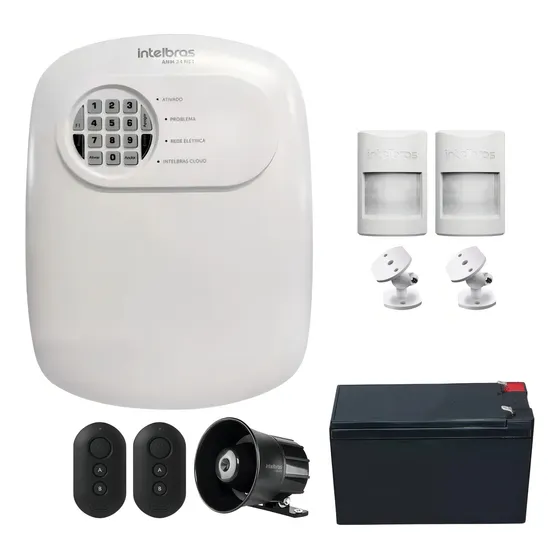 Kit Alarme Anm 24 2 Sensores Presença Ivp 1000 Pet Intelbras