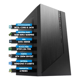 Pc Computador Cpu Core I5 3470 Ssd 480gb + 16gb MemĂłria Ram Pc Computador Cpu Core I5 3470 Ssd 480gb + 16gb MemĂłria Ram