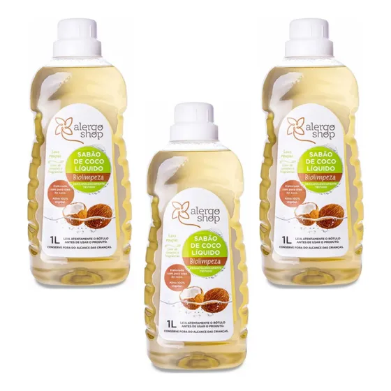 Kit Com 3 Lava Roupas Líquido Alergoshop Hipoalergênico