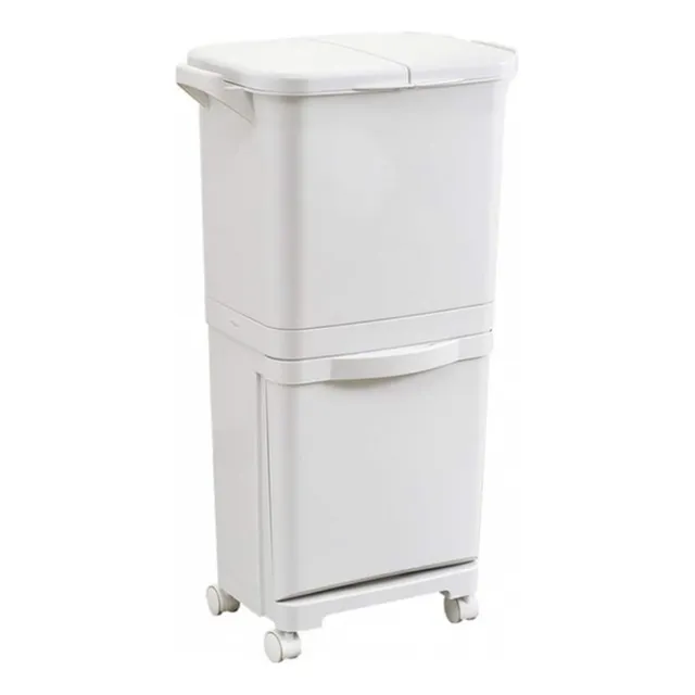 Tacho Basura Cesto Doble Carrito Baño Cocina Moderno 42lt