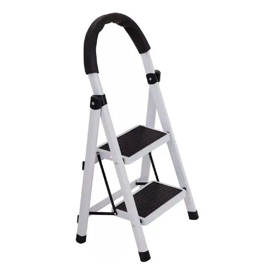 Escalera Tijera Plegable 2 Peldaños Multifuncional Tubular Color Blanco