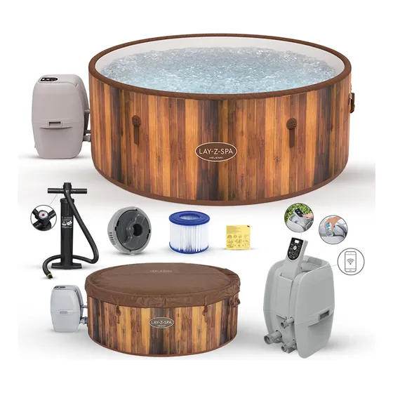 Spa Inflável Bestway Helsinki 1.123 Litros + Bomba Aquecedora 220V + Capa Cor Marrom