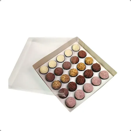 20 Caixas Para 25 Brigadeiros Doces Gourmet C/ Berço Acetato