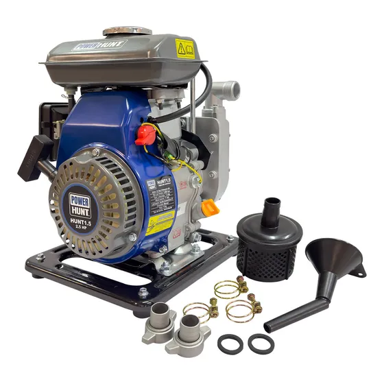 Motobomba Bomba De Agua 1.5x1.5 pulgadas 2.5hp 4 tiempos riego conexiones y abrazaderas HUNT1.5 autocebante