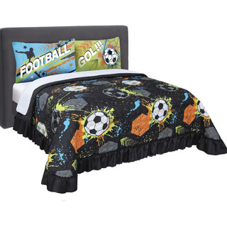 Colcha Matrimonial Con Fundas Balones Futbol Ultra Suave Colcha Matrimonial Con Fundas Balones Futbol Ultra Suave