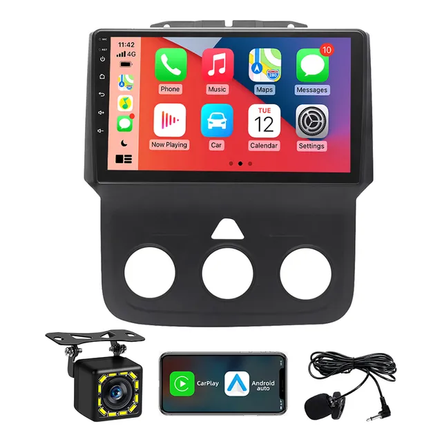 Estéreo 2+32g Carplay Para Dodge Ram 1500 2500 3500 5500 A/C 2013-2019 Gps Android auto FM AM Sistema Android Pantalla IPS de 9 pulgadas Soporta llamada Bluetooth WiFi Internet