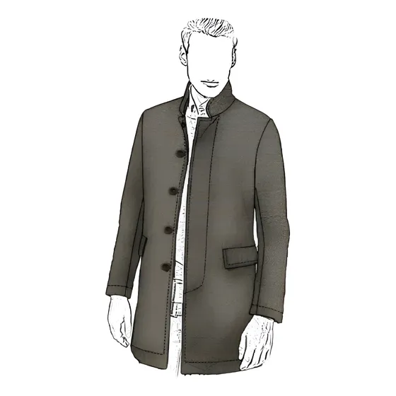 Moldesunicose Patrón Chaqueta Larga Cuello Mao Hombre