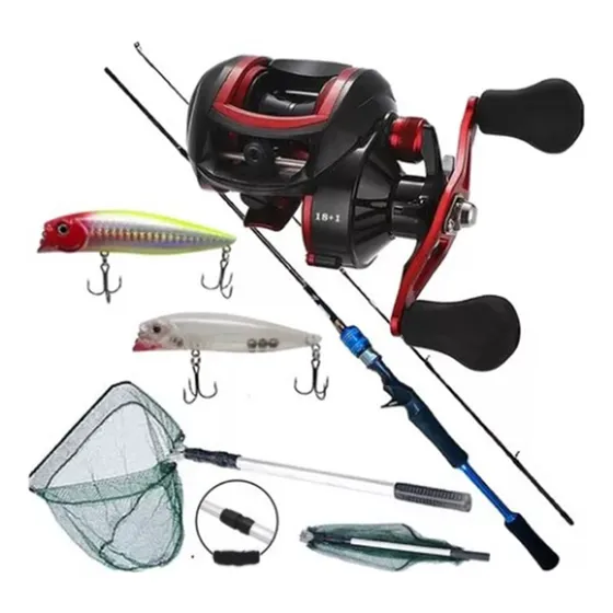 Carretilha 7kg Anti Cabeleira Vara Carbono Passaguá + 2 Isca