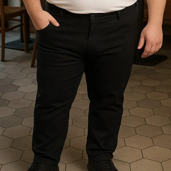 Calça Jeans Preto Masculina Plus Size Com Lycra