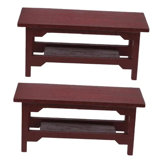 4 Pcs Antiguo Pequeña Mesa De Madera Decoración Micro...