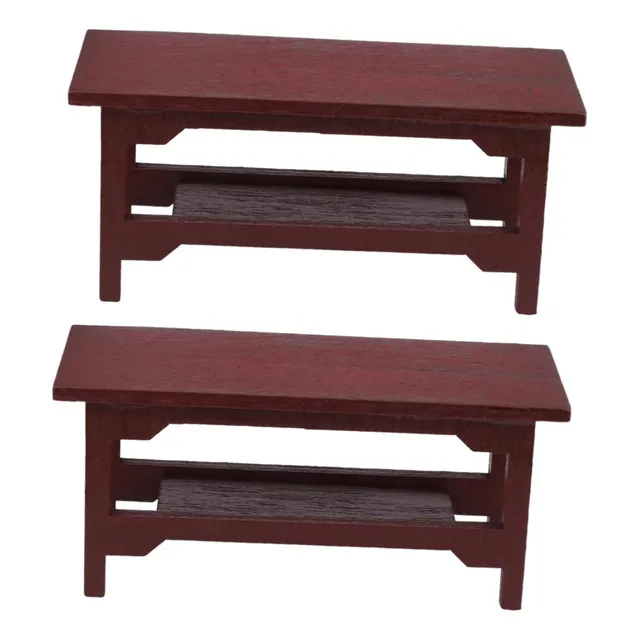 4 Pcs Antiguo Pequeña Mesa De Madera Decoración Micro...