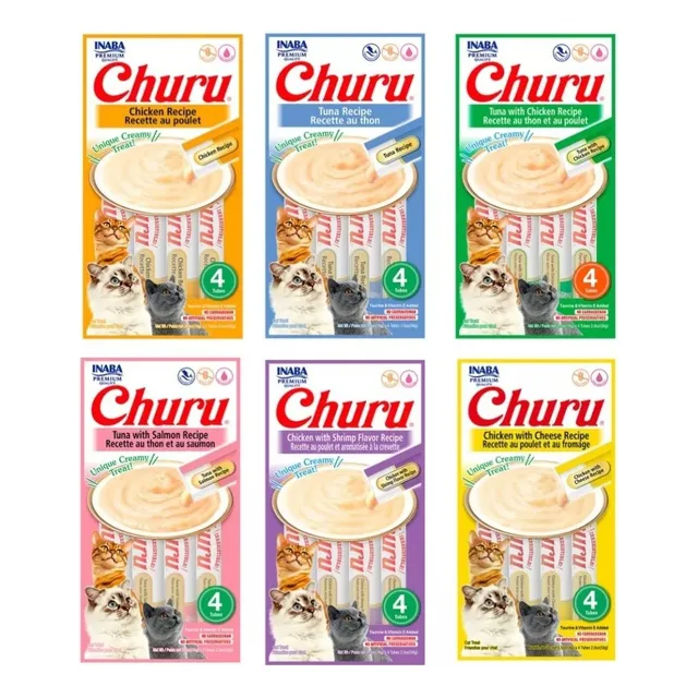 Petisco Para Gatos Kit 6 Unid Churu Sabores Variados 56g/cd 
