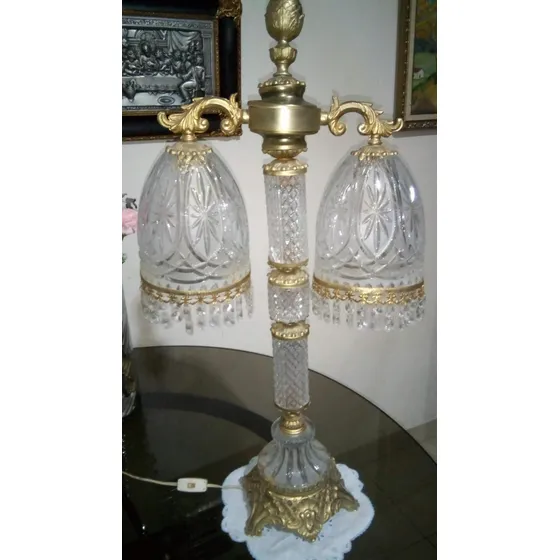 Lampara De Cristal Antigua, Vintage, Operativa