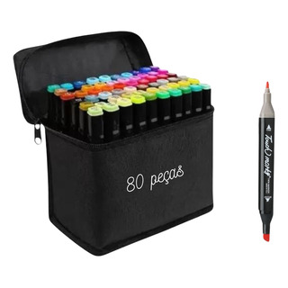 Estojo De Canetinhas 80 Peças Colorir Marcador Escola Estojo De Canetinhas 80 Peças Colorir Marcador Escola