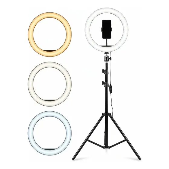 Aro De Luz Anillo Led Profesional 26 Cm Con Tripode 2 Metros
