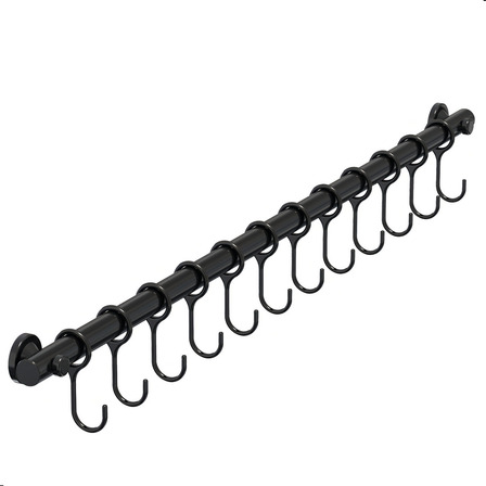 Suporte De Cozinha Porta Talheres 60cm C/ 12 Ganchos Preto Suporte De Cozinha Porta Talheres 60cm C/ 12 Ganchos Preto