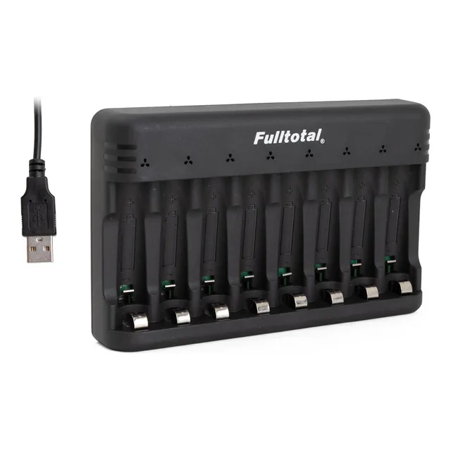 Cargador 8 Pilas Doble Aa Triple Aaa Recargables Fulltotal