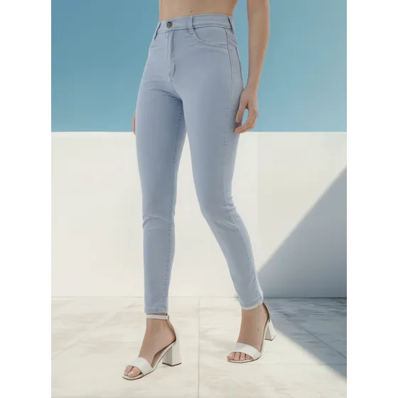 Jean Chupin De Mujer Celeste Elastizado Flex Denim