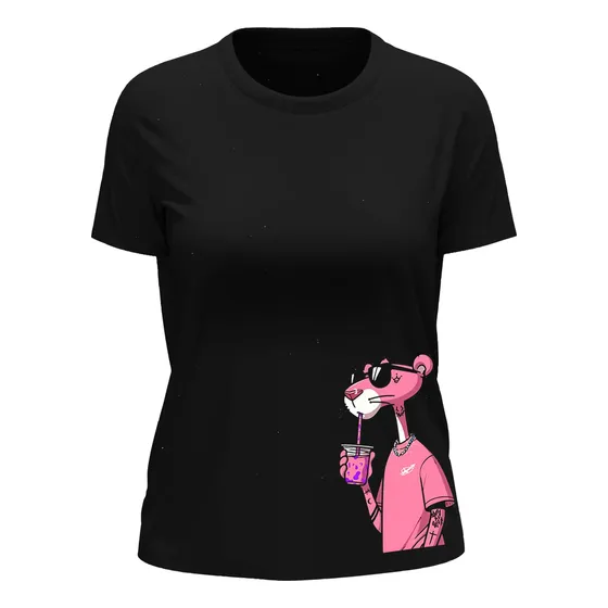 Camiseta T-shirt Feminina Pandera Cor De Rosa Algodao