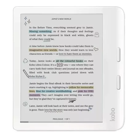 Lector E-reader Kobo Libra Color HD 7"" 32GB Blanco Pantalla Color