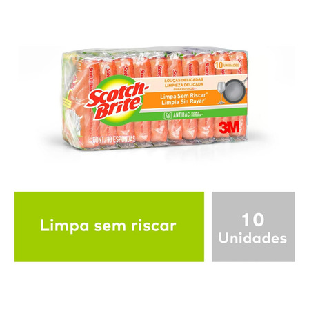 10 Esponja Scotch-brite Não Risca Limpeza Delicada Laranja 10 Esponja Scotch-brite Não Risca Limpeza Delicada Laranja