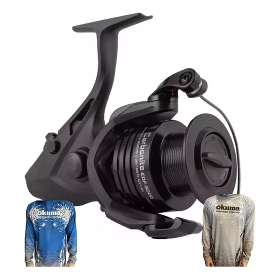 Combo Okuma Reel Carbonite Baitfeeder Cbbf-5000 + Remera