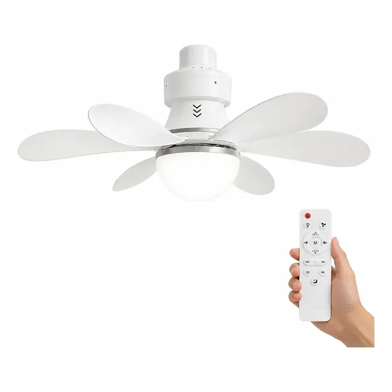 Ventilador Techo Luz Led 60w EOLAND Control Remoto E27 Blanco 42cm 52 Cm 50 Hz/60 Hz Blanco Plástico 6