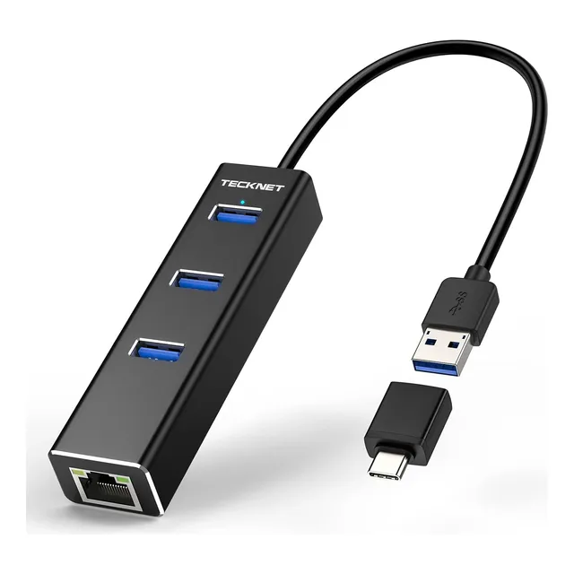 Adaptador Usb A Ethernet, 3 Puertos De Aluminio Usb 3.0 Hub