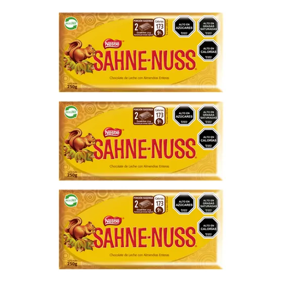 Chocolate Sahne Nuss® Barra 250g X3