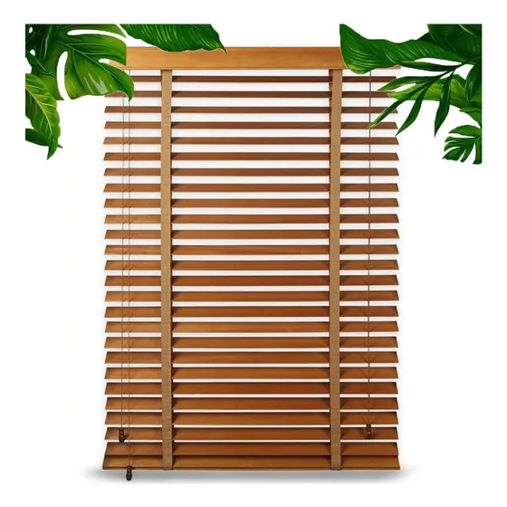 Persiana Veneciana Madera Real Para Ventana Marron Filtrante